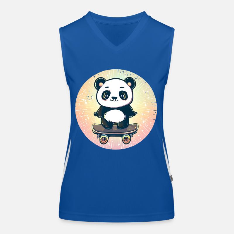 Panda skateboard au coucher du soleil Débardeur respirant contrasté Femme