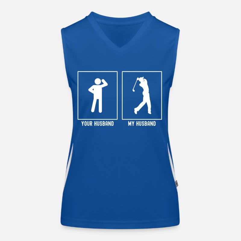 Ihr Ehemann - Mein Ehemann - Golf Blick nach recht Funktionelles Kontrast-Tank Top für Frauen