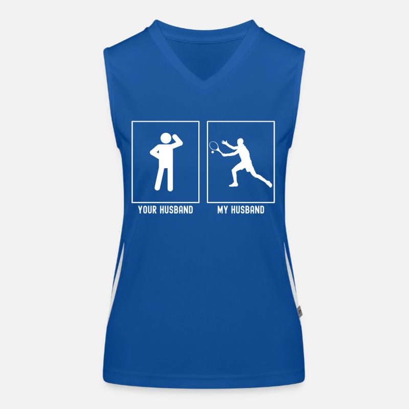 Ihr Ehemann - Mein Ehemann - Tennisspieler Hit Funktionelles Kontrast-Tank Top für Frauen