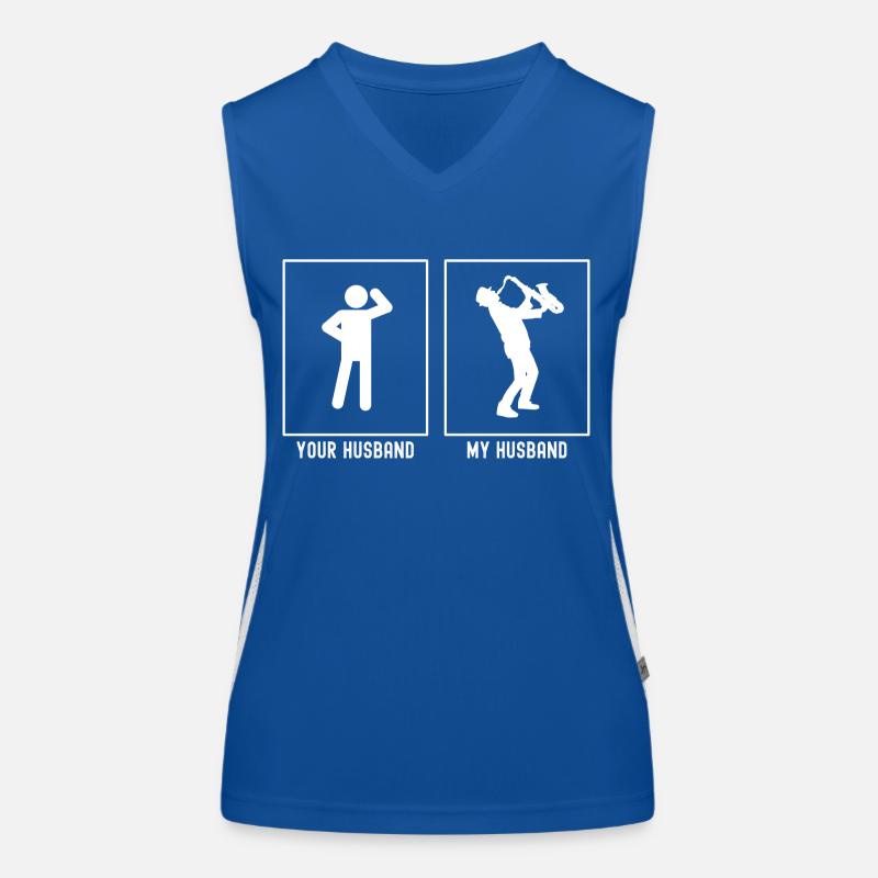 Ihr Ehemann - Mein Ehemann - Musik Saxophonmann Funktionelles Kontrast-Tank Top für Frauen