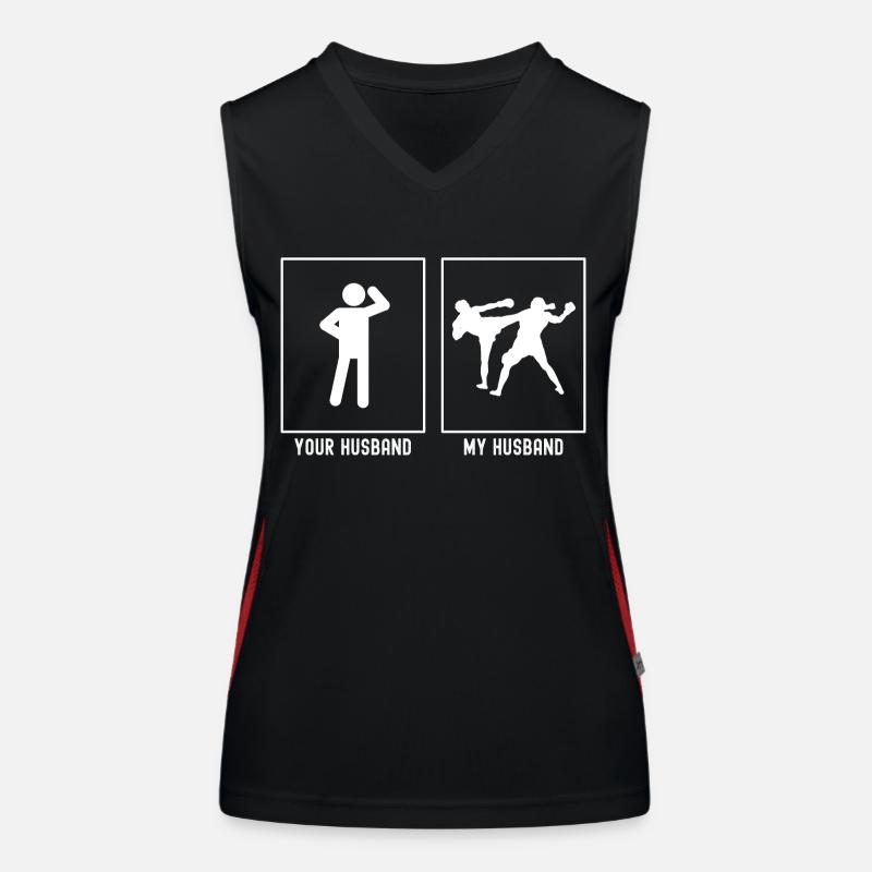 Dein Ehemann - Mein Ehemann - Kickboxen Funktionelles Kontrast-Tank Top für Frauen