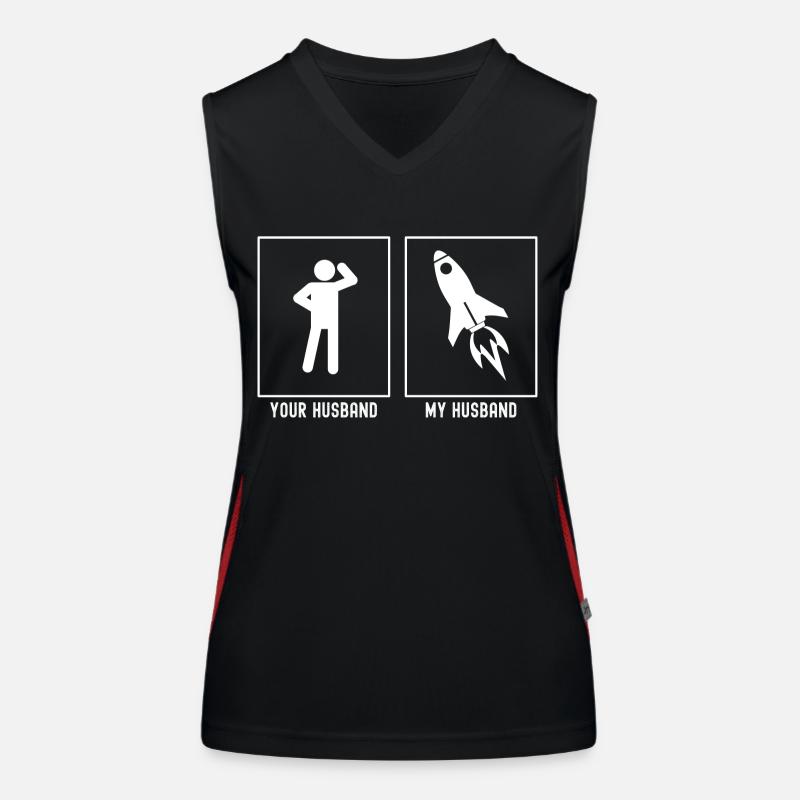 Her Husband - My Husband - Astronomy Rocket Women's Functional Contrast Tank Top
