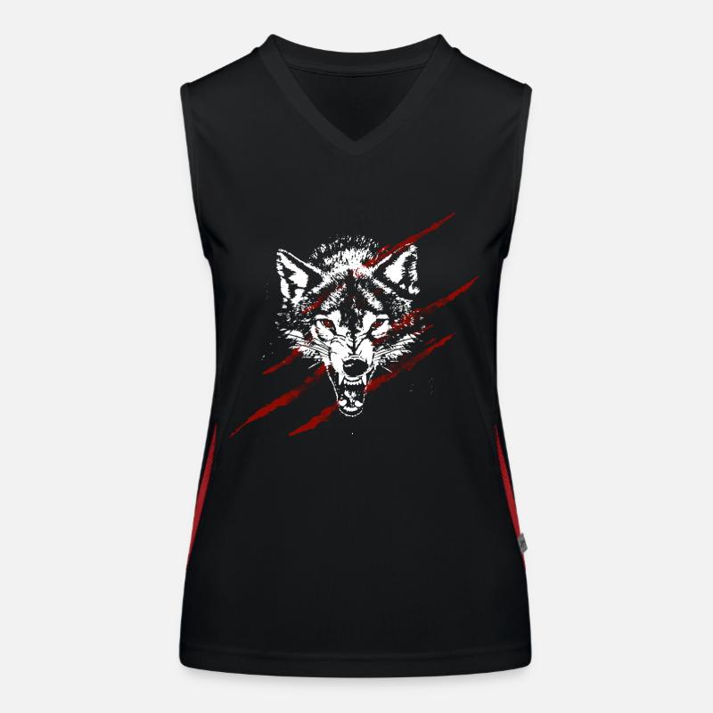 Angry wolf - Women's Functional Contrast Tank Top - black/red