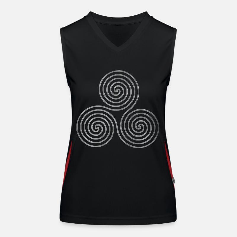 celtic triple Spiral - oneline antique silver Funktionelles Kontrast-Tank Top für Frauen