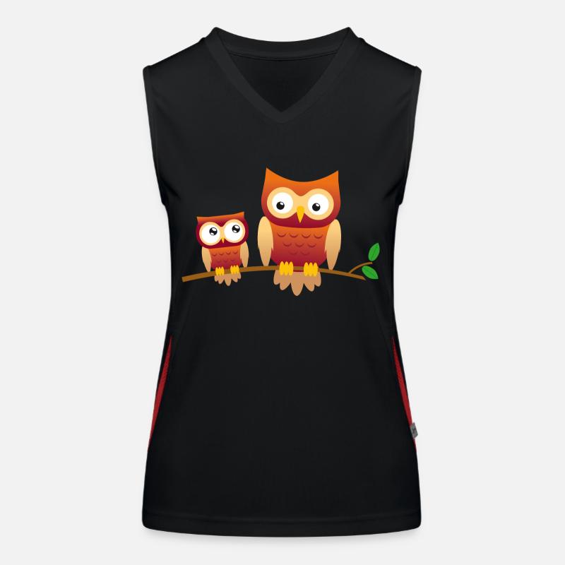Eule mit kleiner Eule Funktionelles Kontrast-Tank Top für Frauen