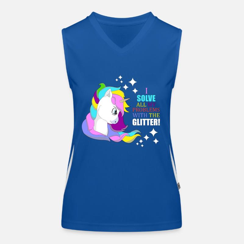 Unicorn glitter "I solve problems with glitter" Women's Functional Contrast Tank Top