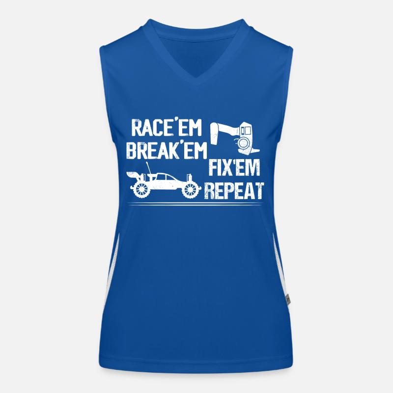 Race'em Break'em Fix'em Repeat Remote Control Mod Funktionelles Kontrast-Tank Top für Frauen
