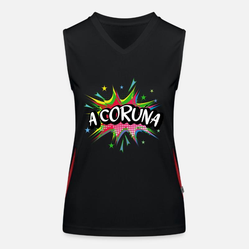 A Coruna Spanien Stadt Pop Art Comic Kunst Funktionelles Kontrast-Tank Top für Frauen