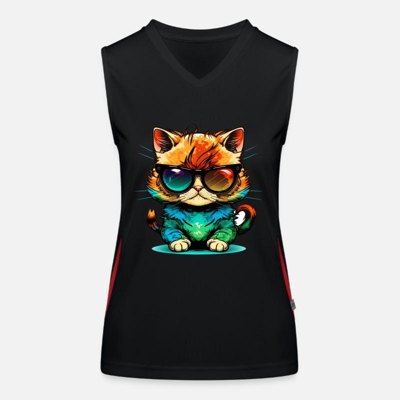 Annoying cat with sunglasses cat lovers Women's Functional Contrast Tank Top