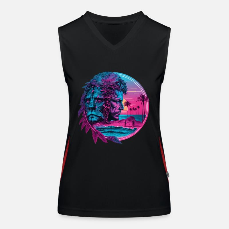 Retro Sternzeichen Tierkreiszeichen Löwe Horoskop Funktionelles Kontrast-Tank Top für Frauen