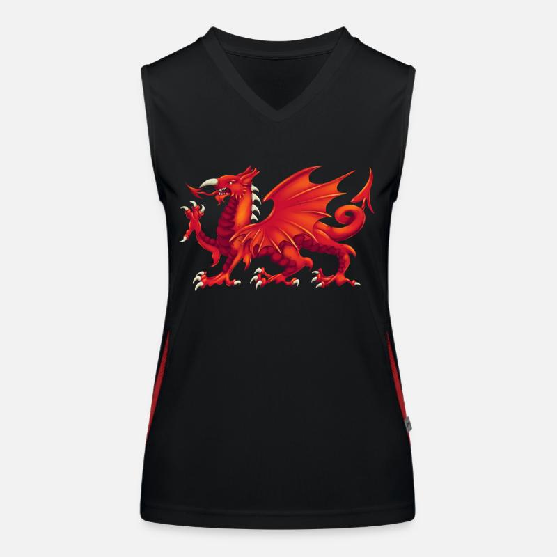 Walisischer Drache - Y Ddraig Goch Funktionelles Kontrast-Tank Top für Frauen