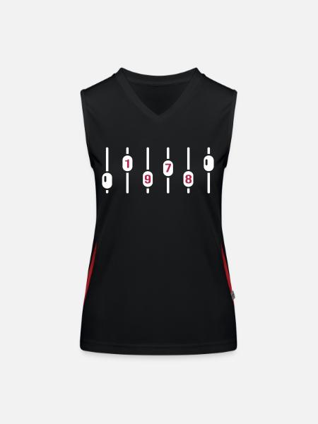 1978 Birthday Disco DJ Anniversary Sound Engineer - Women's Functional Contrast Tank Top - black/red - Front