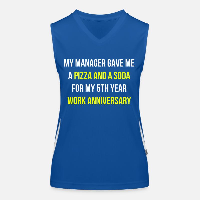 Arbeit Jubiläum Chef Pizza Spruch Englisch Funktionelles Kontrast-Tank Top für Frauen