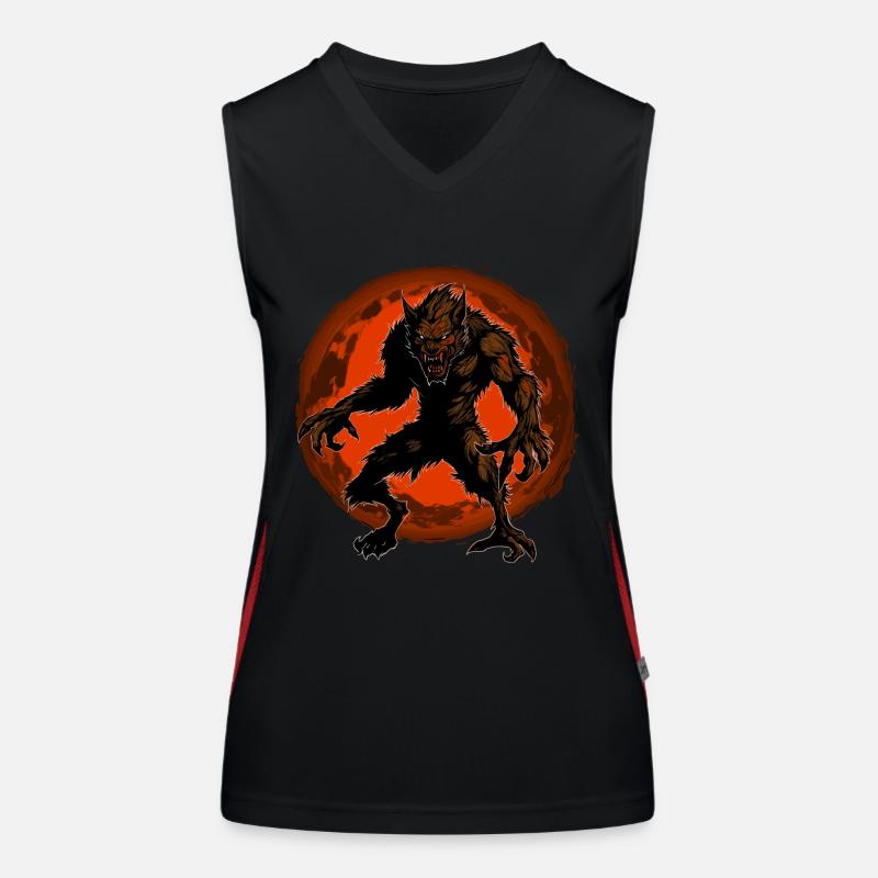 Werwolf Halloween Wolf Wolfsrudel Funktionelles Kontrast-Tank Top für Frauen