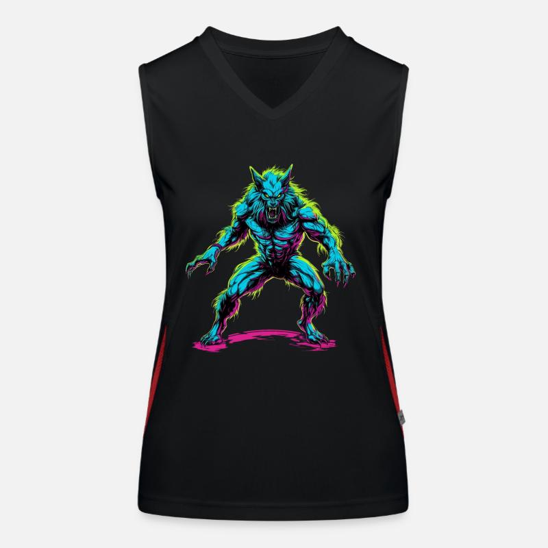 Werwolf Halloween Wolf Wolfsrudel Funktionelles Kontrast-Tank Top für Frauen