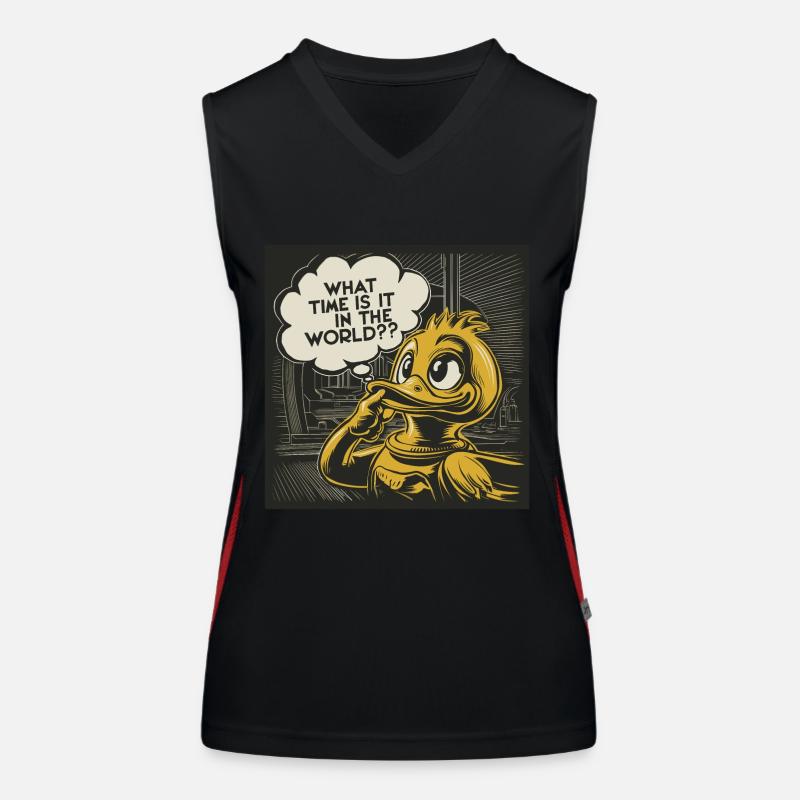 Déclaration réfléchie de canard de canard en plastique jaune Débardeur respirant contrasté Femme