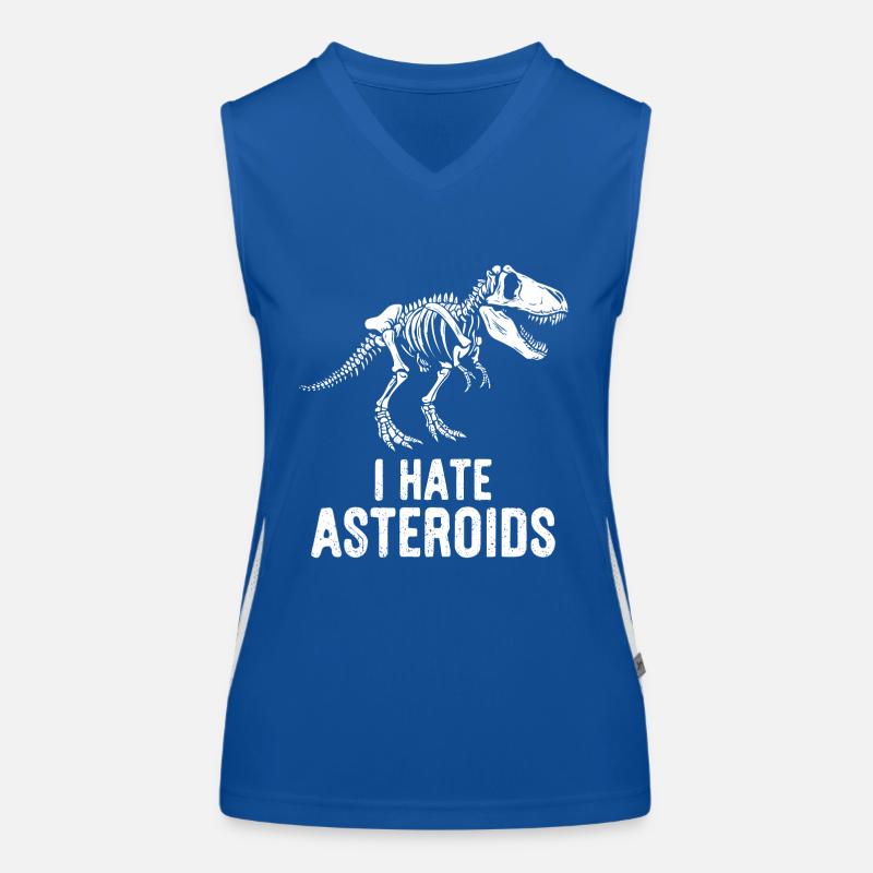 T-Rex Dinosaurier Skelett Spruch I hate Asteroids Funktionelles Kontrast-Tank Top für Frauen