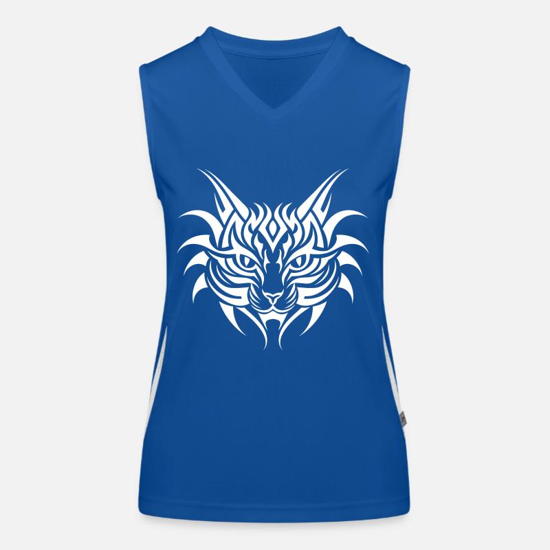 Cat Pet Tribal Tattoo Women's Functional Contrast Tank Top