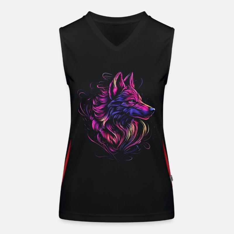 Wolf Wolf Head Wolves Wolf Pack Nature Neon Colorful Women's Functional Contrast Tank Top