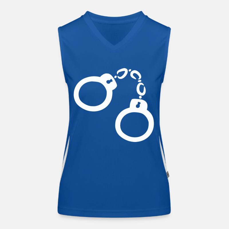 Handcuffs illustration vector white Women's Functional Contrast Tank Top
