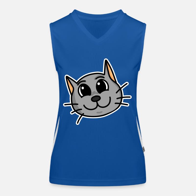 Cute cat head Women's Functional Contrast Tank Top