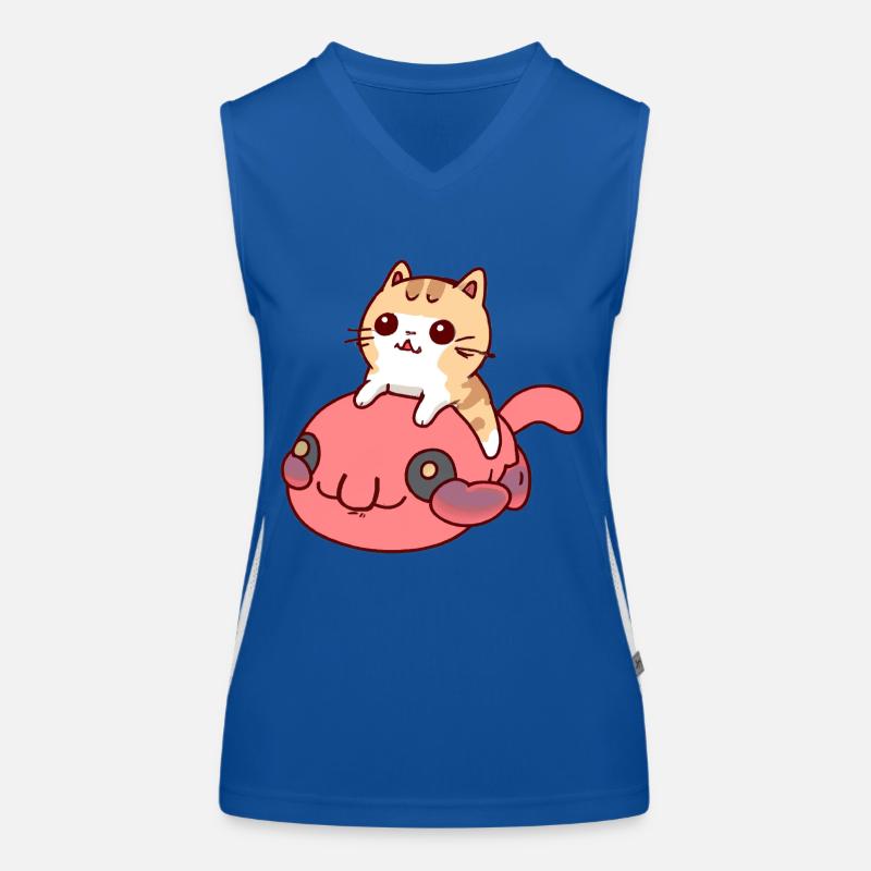 Katze reitet einen Blobfisch Funktionelles Kontrast-Tank Top für Frauen