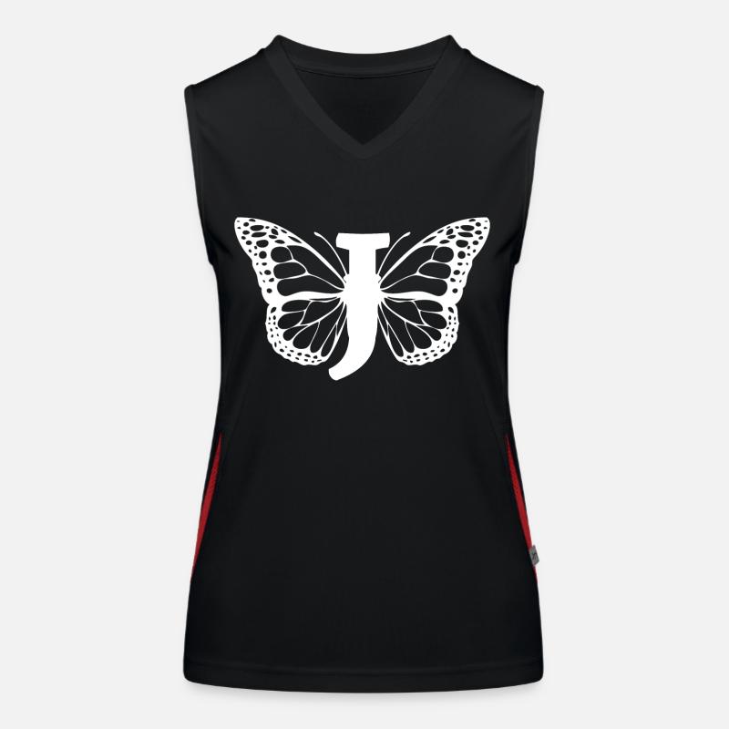 Buchstabe J Schmetterling Funktionelles Kontrast-Tank Top für Frauen
