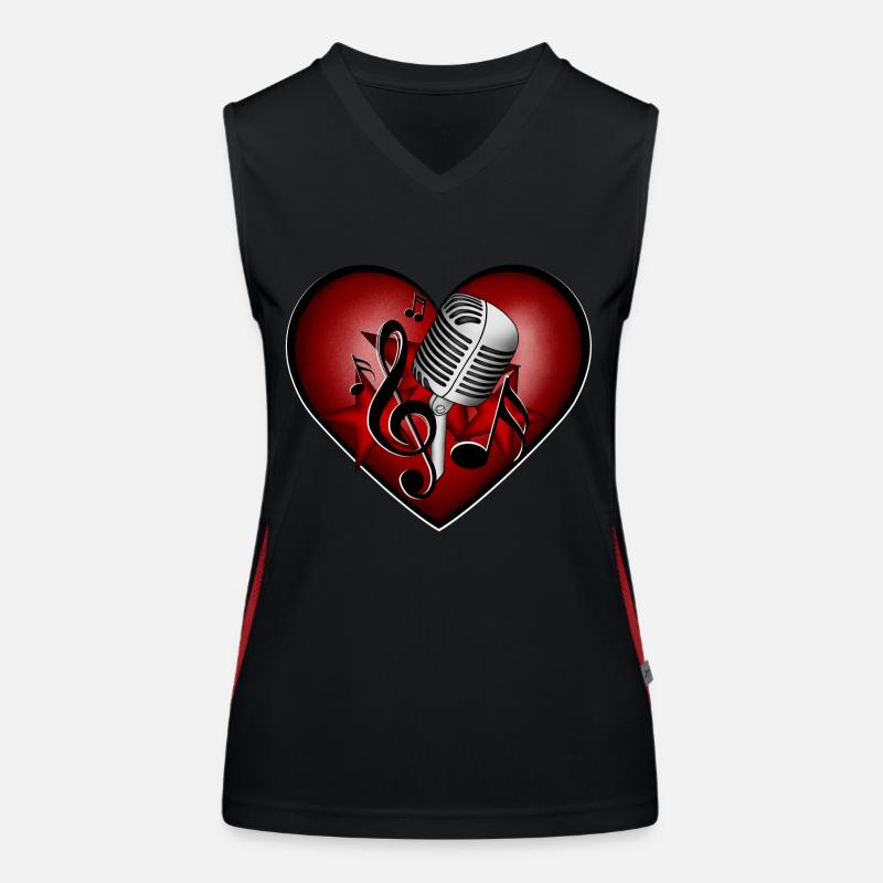 Mikrofon Sterne Herz Notenschlüssel Funktionelles Kontrast-Tank Top für Frauen