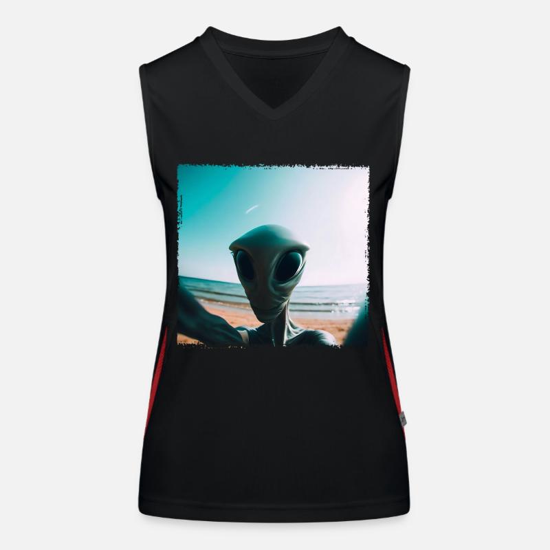 Alien Beach Selfie Funktionelles Kontrast-Tank Top für Frauen