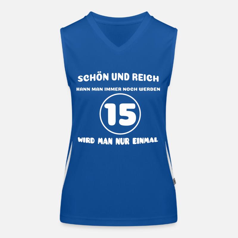 15. Geburtstag: Lustiger Spruch Funktionelles Kontrast-Tank Top für Frauen