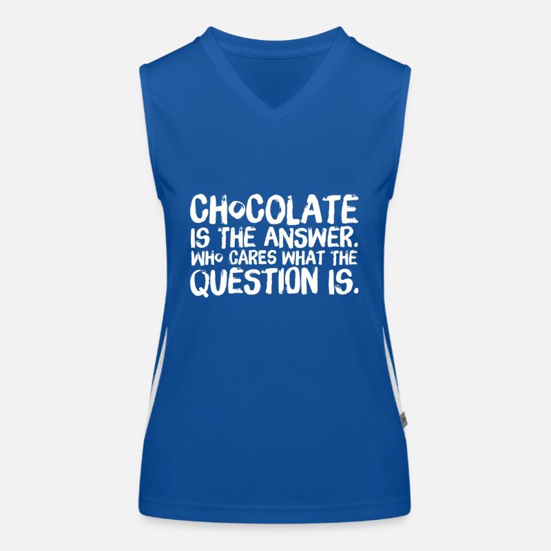 Chocolate is the answer Schokolade Schoki Design Funktionelles Kontrast-Tank Top für Frauen