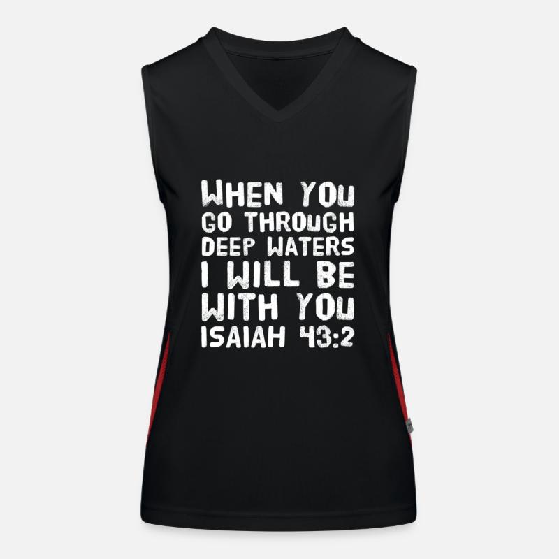 When you go through deep waters shirt white Women's Functional Contrast Tank Top