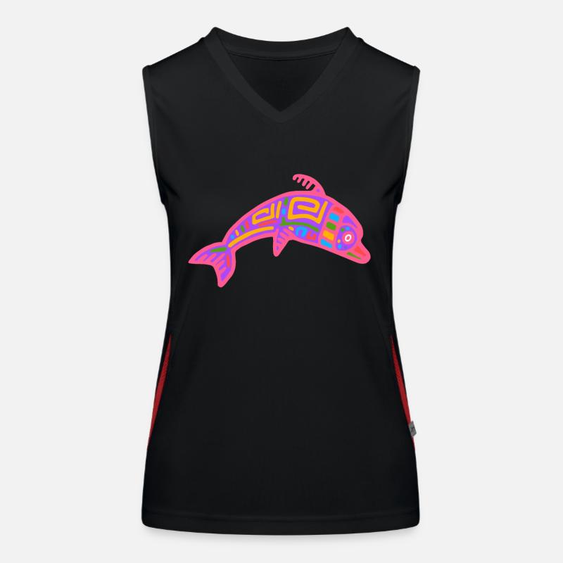 Kultur der Inkas, Delfinsymbol Funktionelles Kontrast-Tank Top für Frauen