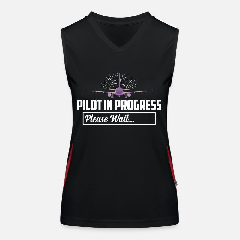 Pilot In Progress Please Wait.... Airline Aviation Women's Functional Contrast Tank Top
