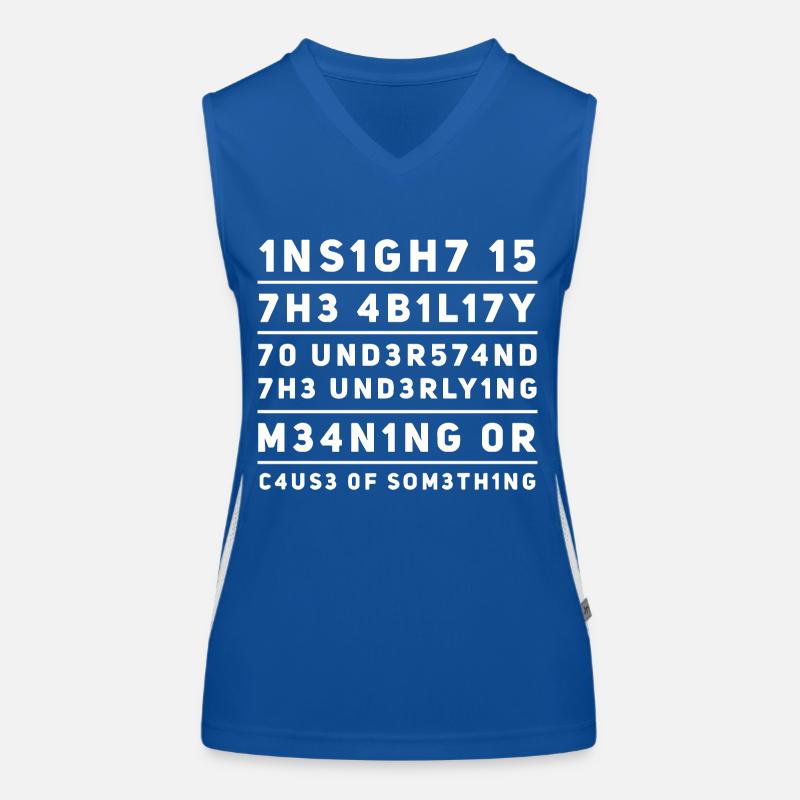 Einblick Durchblick L337 Leetspeak Spruch Funktionelles Kontrast-Tank Top für Frauen