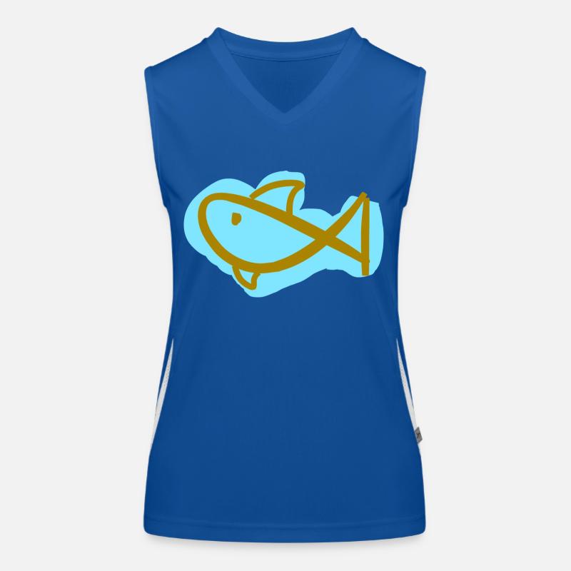 Kleiner stilisierter Hai Funktionelles Kontrast-Tank Top für Frauen