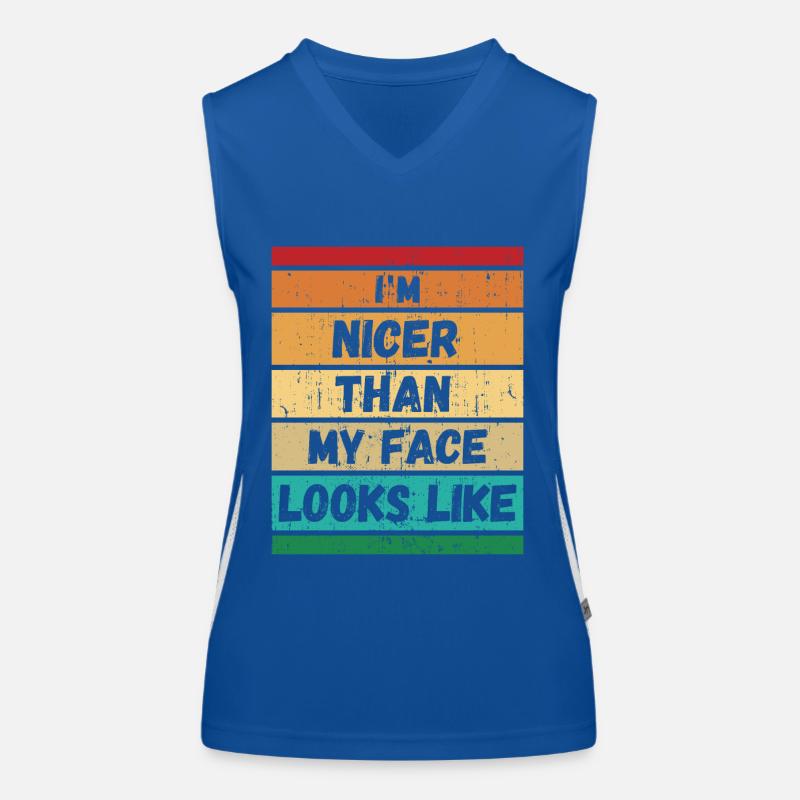 Ich bin netter als mein Gesicht aussieht Funktionelles Kontrast-Tank Top für Frauen