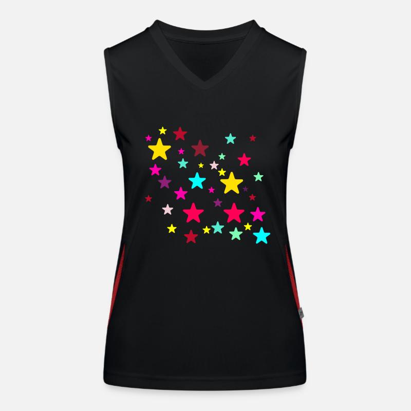 Étoiles, étoile, étoiles colorées Débardeur respirant contrasté Femme