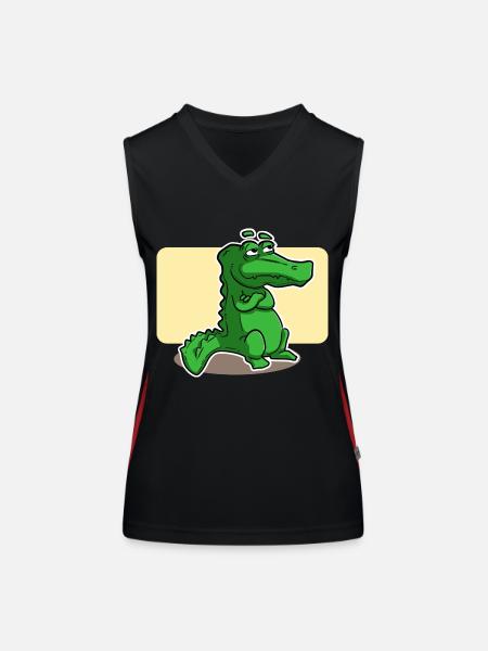 crocodile doux - Débardeur respirant contrasté Femme - noir/rouge - Devant