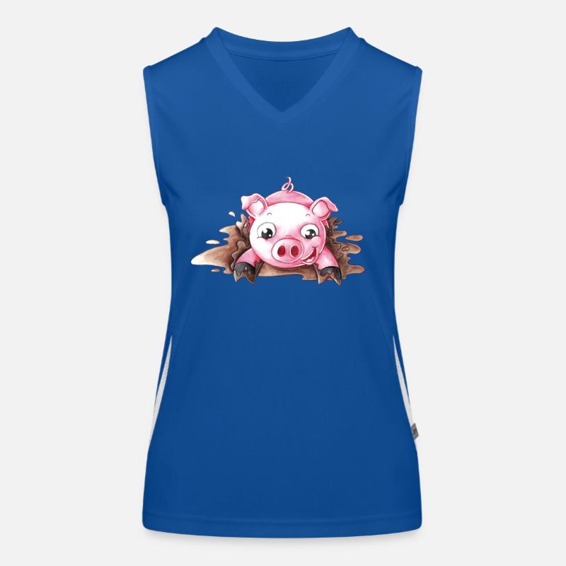 Planschendes Comic Schweinchen Funktionelles Kontrast-Tank Top für Frauen