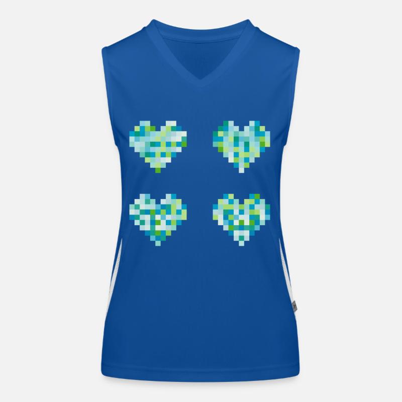 4 pixel hearts - neon pastel colors - blue - green Women's Functional Contrast Tank Top