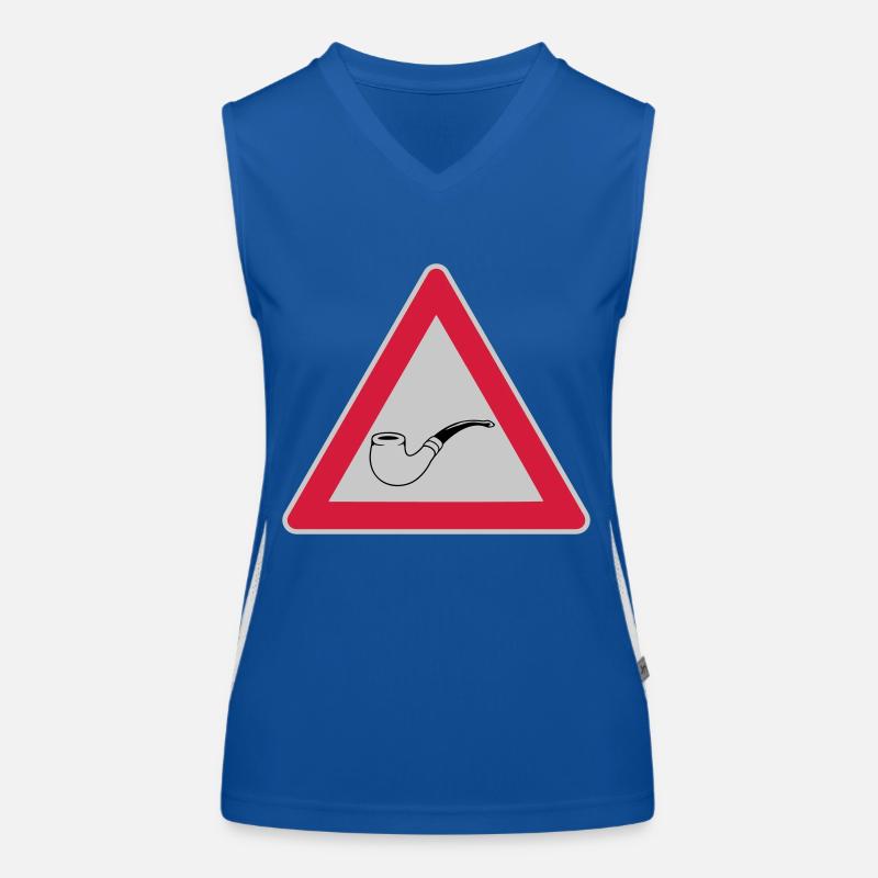 Schild Vorsicht Tabakpfeife Funktionelles Kontrast-Tank Top für Frauen