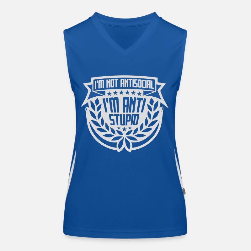 not antisocial anti stupid Women's Functional Contrast Tank Top