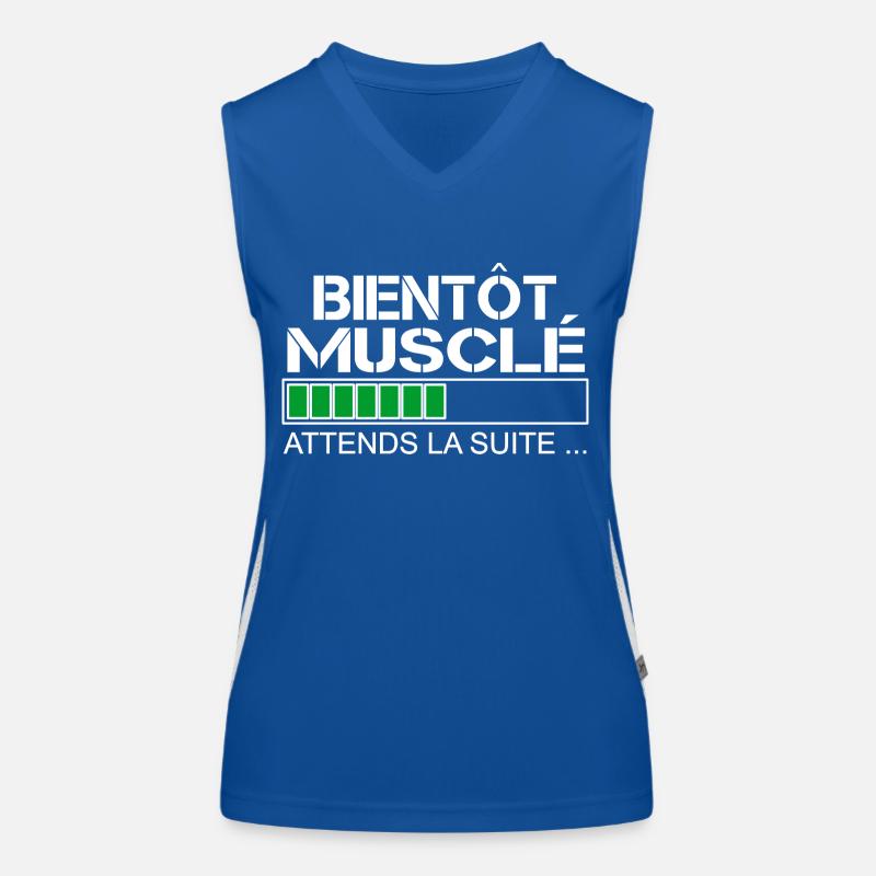 Bientot musclé (blanc et vert) Débardeur respirant contrasté Femme