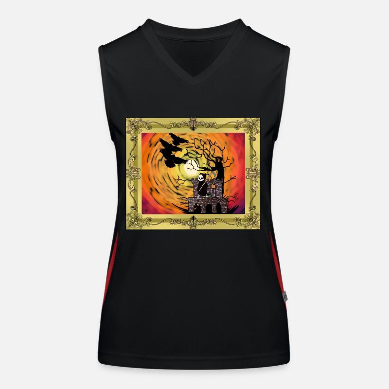 Middle Ages Castle Witching Hour Halloween Horror Women's Functional Contrast Tank Top