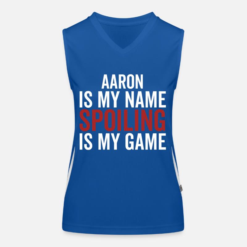 Aaron est mon nom Spoiler est mon jeu Débardeur respirant contrasté Femme