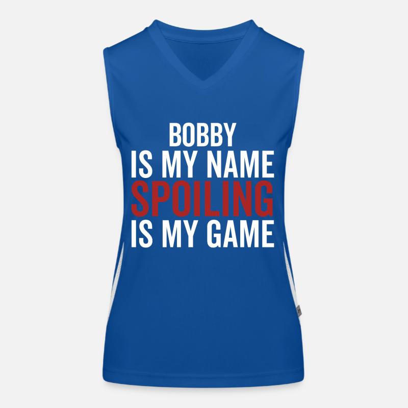 Bobby est mon nom Spoiling est mon jeu Débardeur respirant contrasté Femme