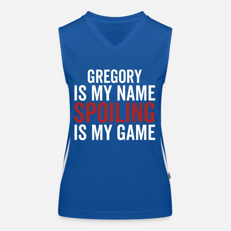 Gregory est mon nom Spoiler est mon jeu Débardeur respirant contrasté Femme