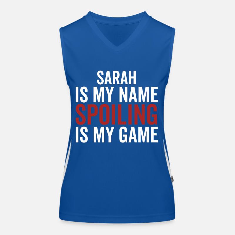 Sarah est mon nom Spoiling est mon jeu Débardeur respirant contrasté Femme