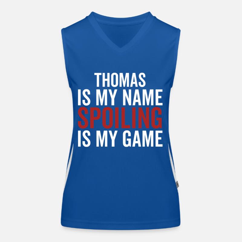 Thomas est mon nom Spoiling est mon jeu Débardeur respirant contrasté Femme